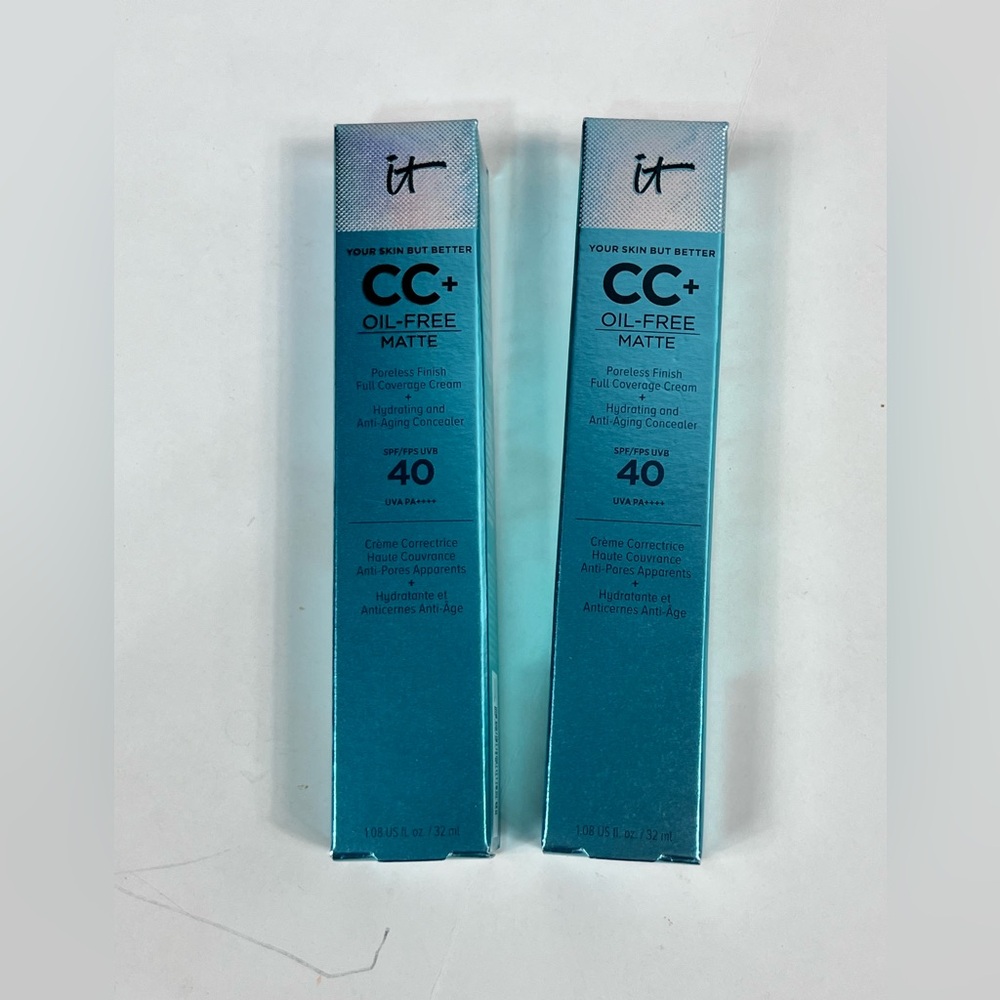 It Cosmetics CC+ Oil-Free Matte Deep SPF 40 Full Coverage Cream Lot of 2 New